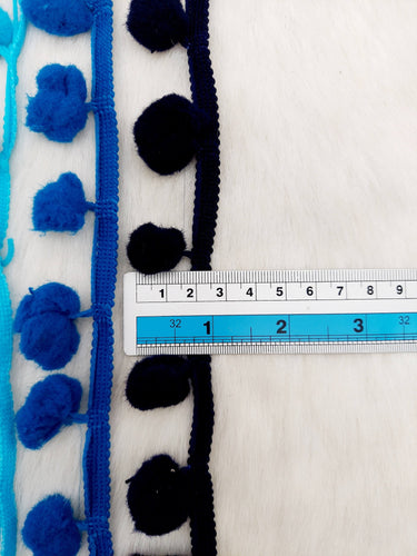9 yards x Wholesale Blue Pom Pom Fringe Trim, Pompom Trimming, Tassels